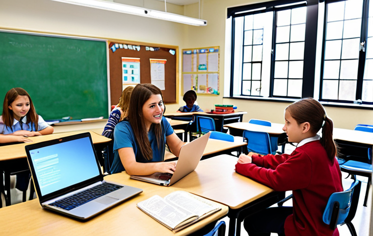 **
"A brightly lit, modern classroom with students engaged in personalized learning activities. Some are using laptops, others are working on hands-on projects, and a teacher acts as a facilitator, guiding individual students. The scene should convey a sense of collaboration, exploration, and individualized attention. Include diverse students and emphasize a supportive, empowering atmosphere. The style should be realistic and inviting, like a photograph from a progressive school brochure."
**