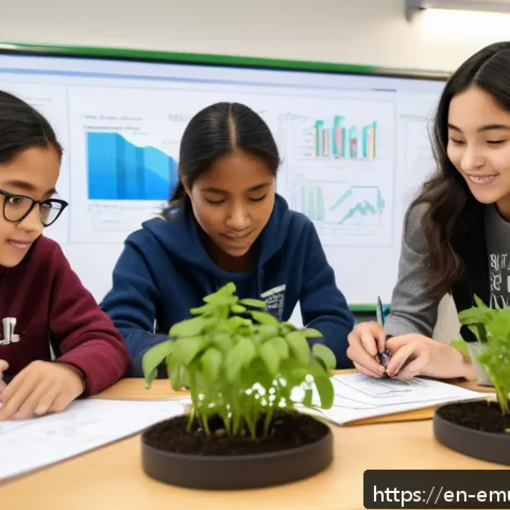자율적 교육 방법론 적용 사례 - A vibrant classroom scene showing diverse students engaged in a collaborative project-based learning...